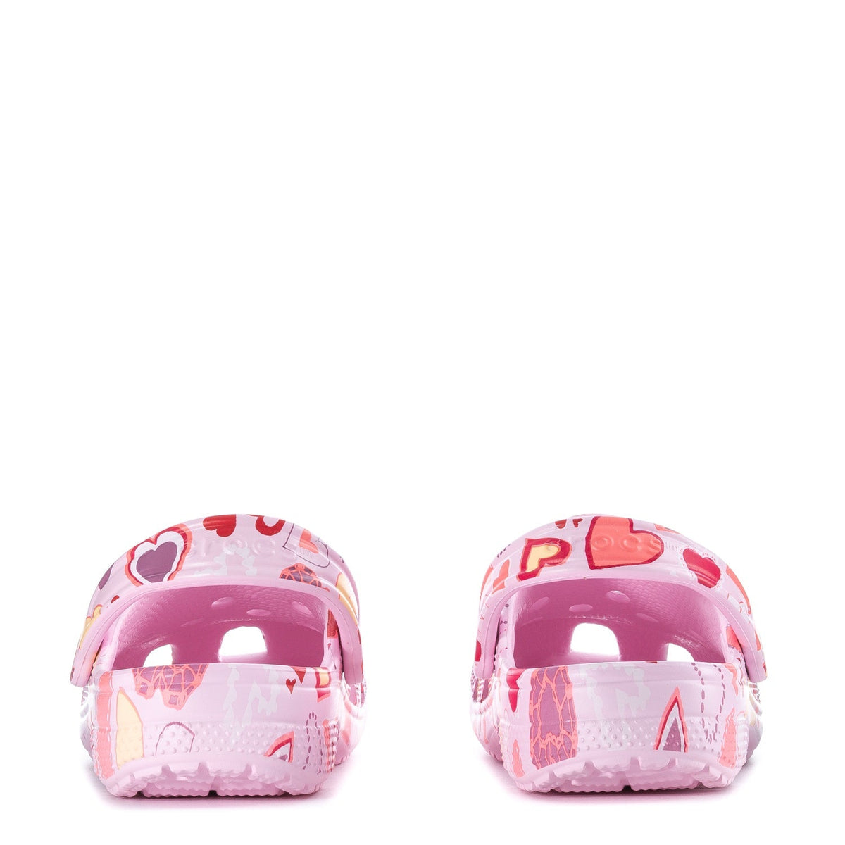 Crocs Youth Heart Print Classic Clog - Pink Milk / Purple