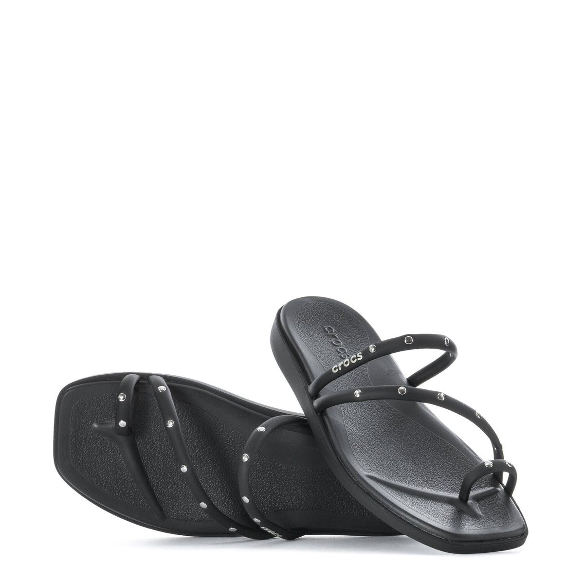 Crocs Women's Studded Miami Toe Loop Sandal - Black